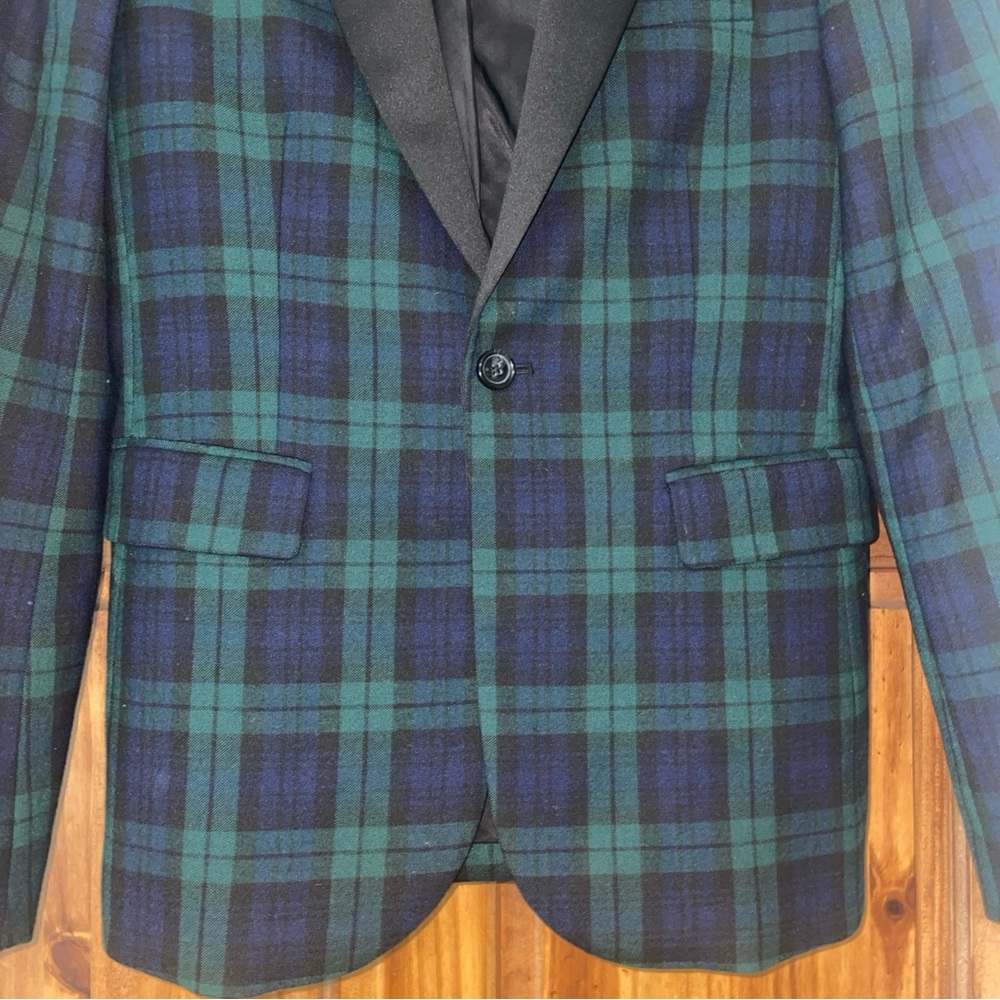 Crewcuts Boys' 16 Ludlow Blazer in stretch wool blend Tartan Plaid Shawl Collar - Picture 3 of 11